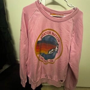 Aviator Nation Pink Rainbow Graphic Sweater